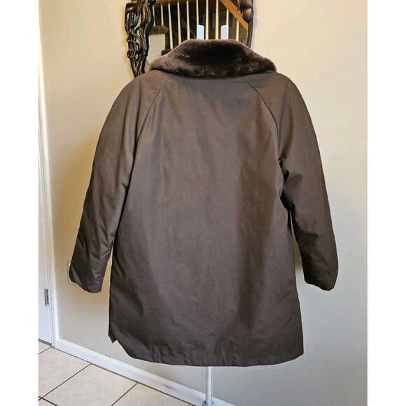 Vintage Eddie Bauer Goose Down Puffer Jacket Black Label Faux Fur Womens L XL - Picture 8 of 9